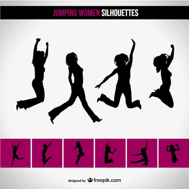 Women silhouettes jumping