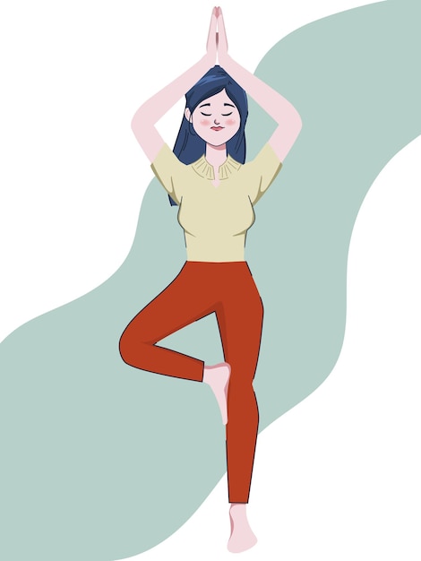 Women in yoga character animation pose for healthy