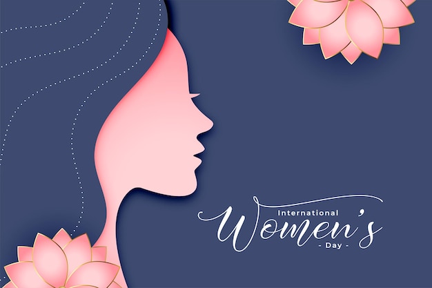 Womens day paper style decorative card design