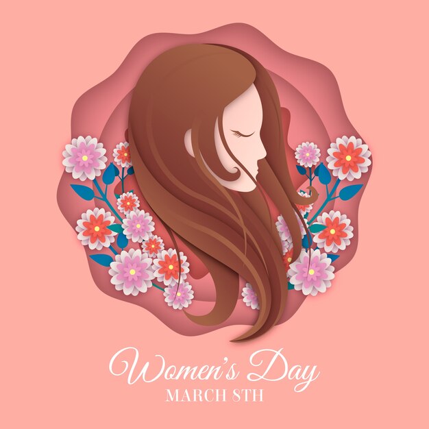 Womens day theme in paper style