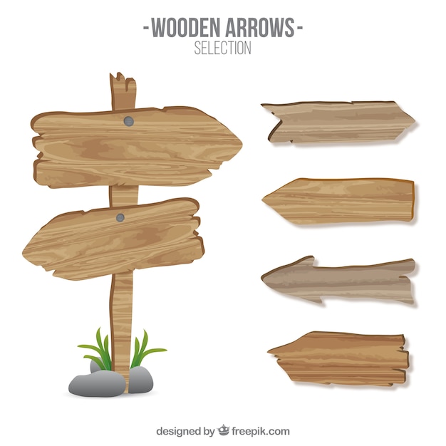 Free Vector wood arros signs