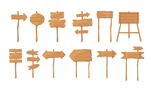 Free Vector wood boards on stick flat vector collection