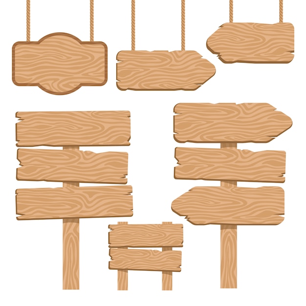 Wood Guidepost Decorative Elementss Set