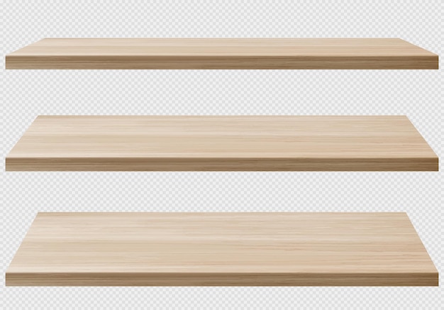 Free vector wood sheets realistic png set perspective view