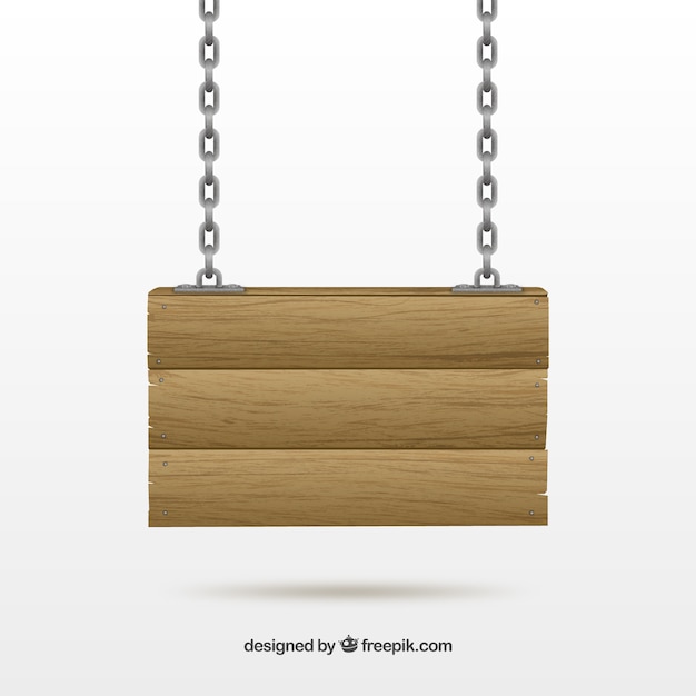 Free Vector wood sign hanging on a chain