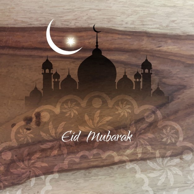 Free Vector wood texture eid mubarak background