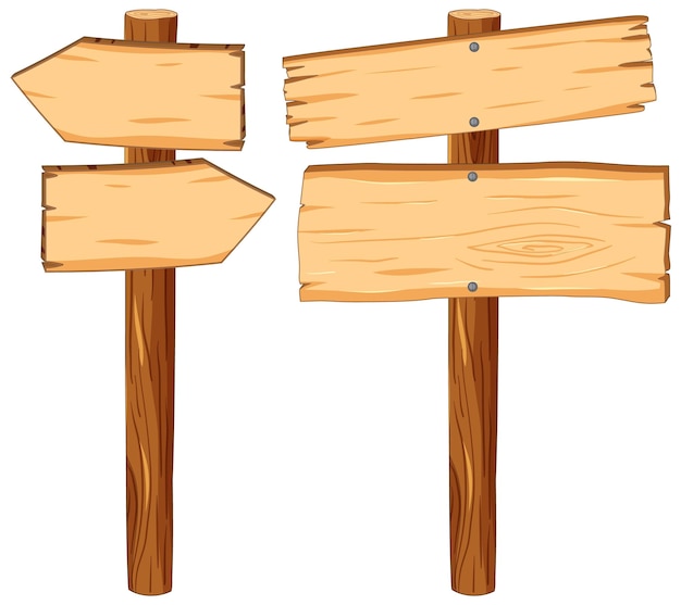 Free Vector wooden banner signs attached to wooden poles