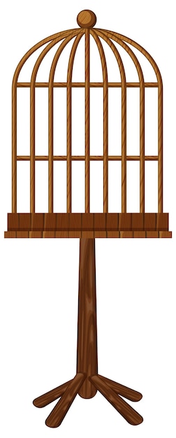 Free Vector wooden bird cage on stand