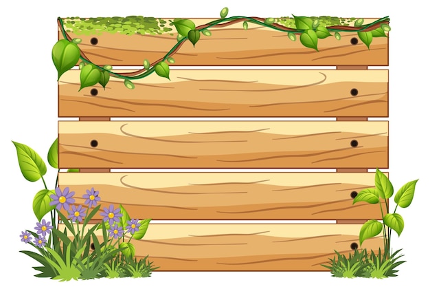 Wooden board template with nature leaves