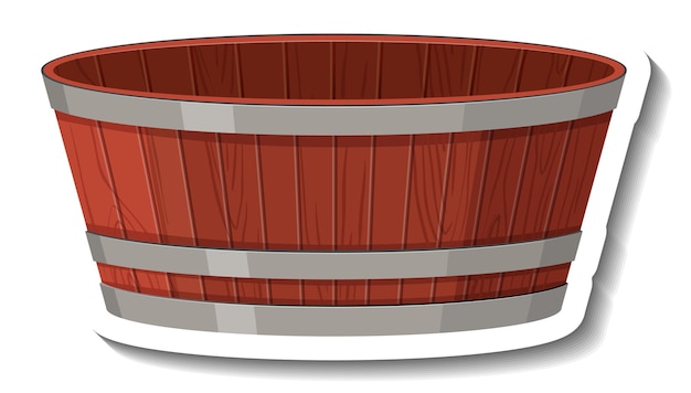 A wooden bucket on white background