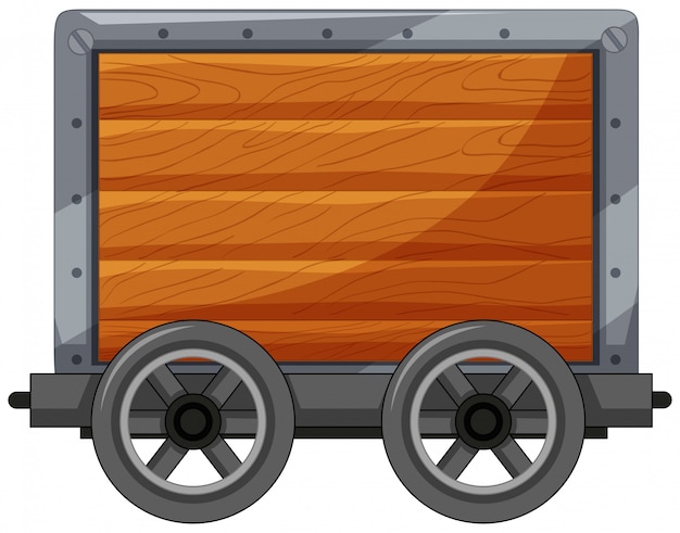 Free vector a wooden cart on white background