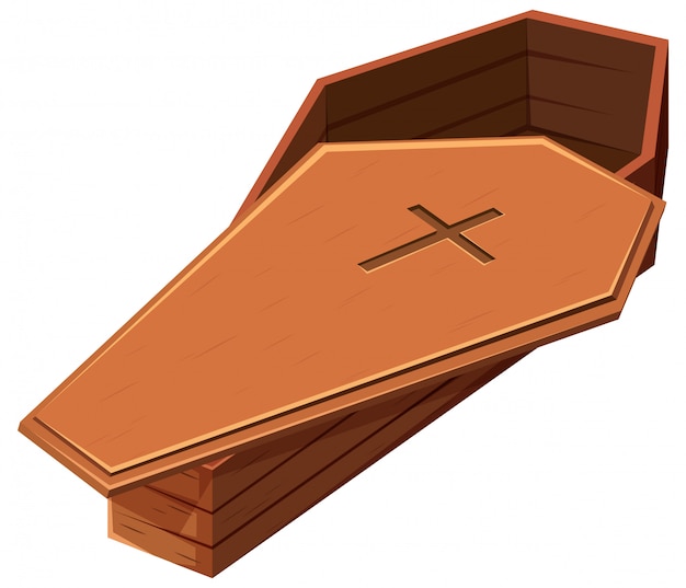 Wooden coffin with cross symbol