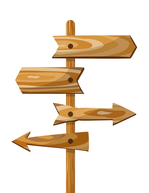 Free Vector wooden direction signpost.