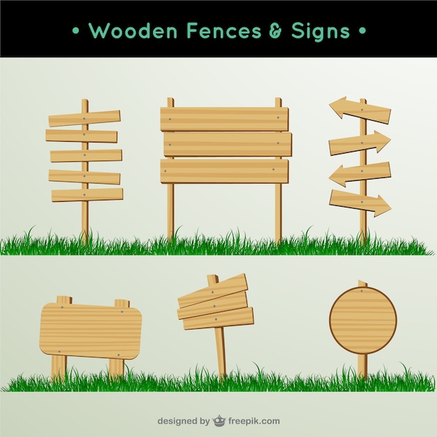 Free Vector wooden fences and signs