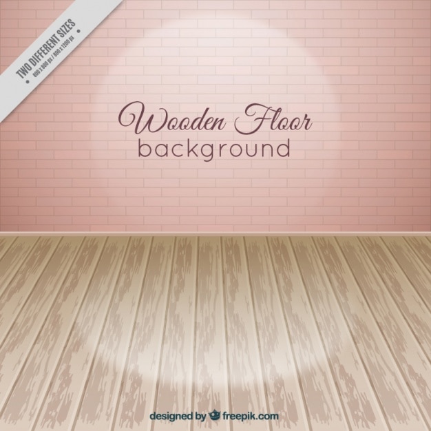 Free vector wooden floor with pink bricks wall