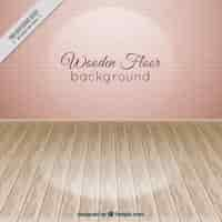 Free vector wooden floor with pink bricks wall