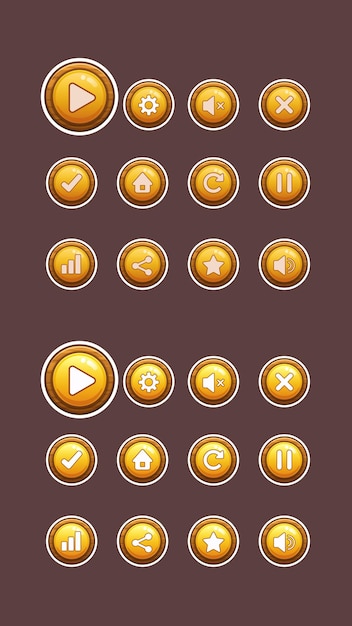 Wooden and gold buttons for ui game