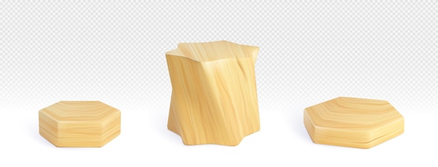 Free Vector wooden hexagon and star shaped product podium