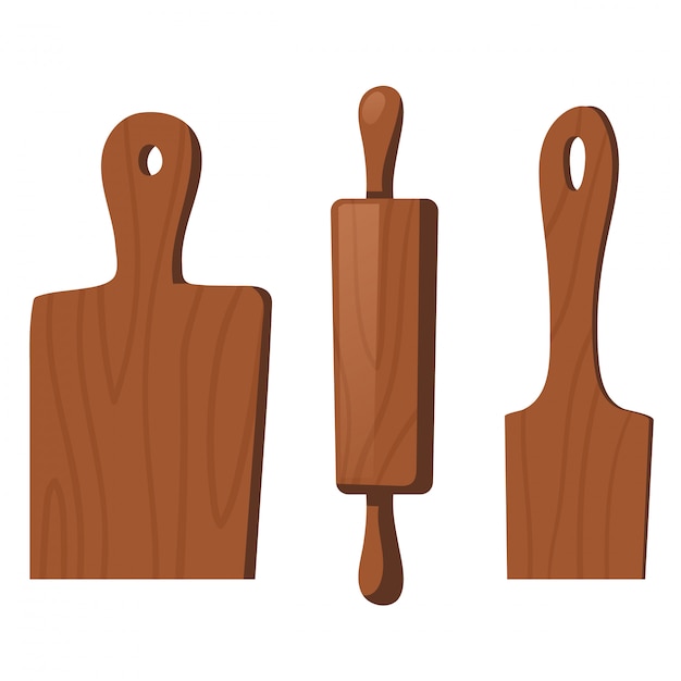 Free Vector wooden kitchen tools for cooking food