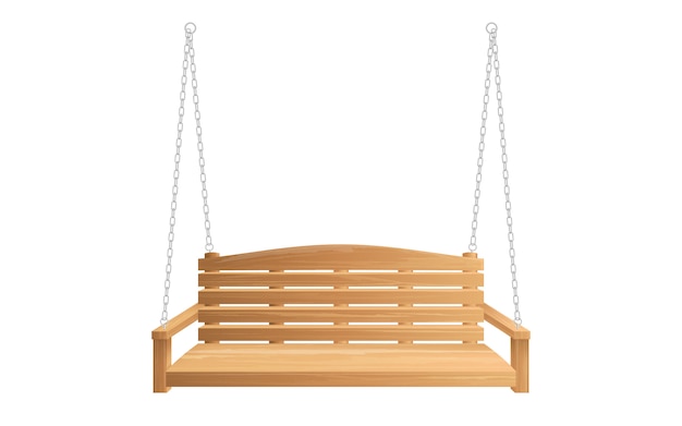 Free Vector wooden porch swing bench hanging on chains