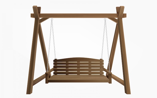 Free Vector wooden porch swing bench hanging isolated