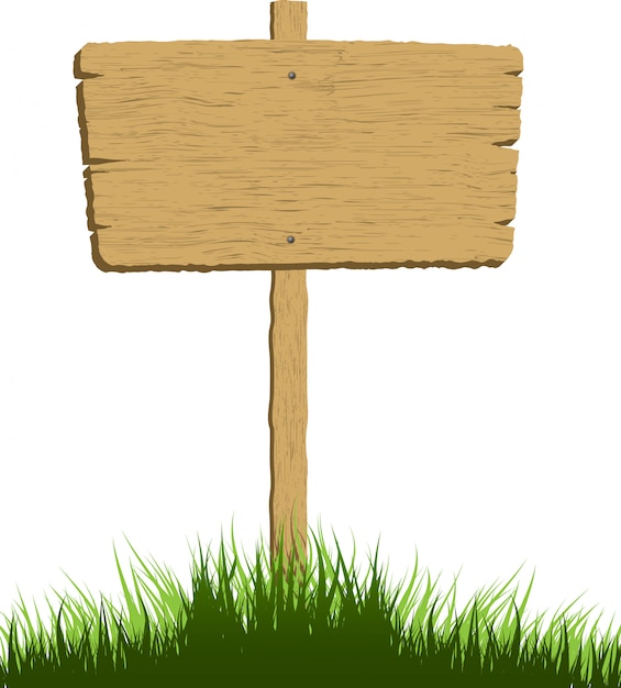 Wooden sign in grass 