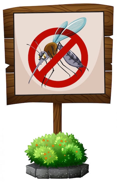 Free vector wooden sign of no mosquitoes