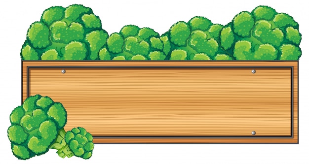 Free vector wooden sign with broccoli on top