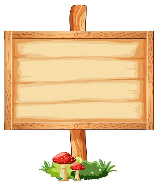 Free Vector wooden sign with mushrooms