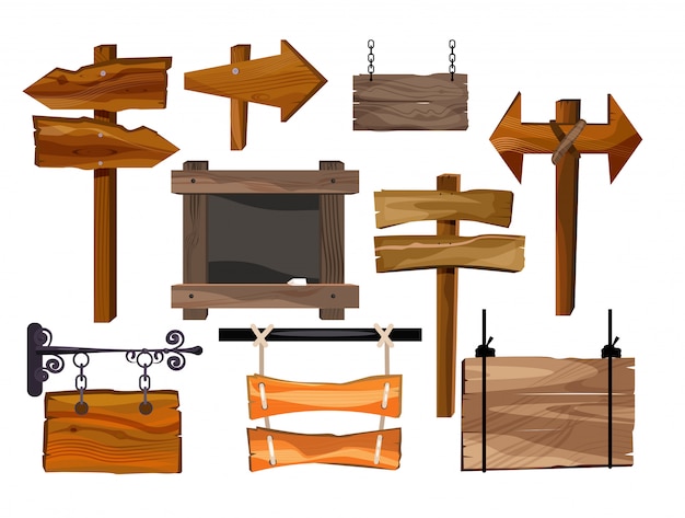 Wooden signs set illustration