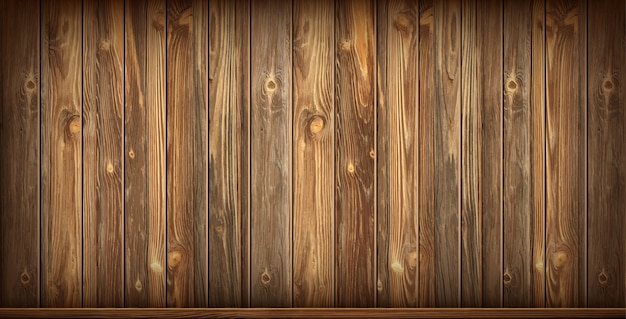 Wooden wall and floor with aged surface, realistic