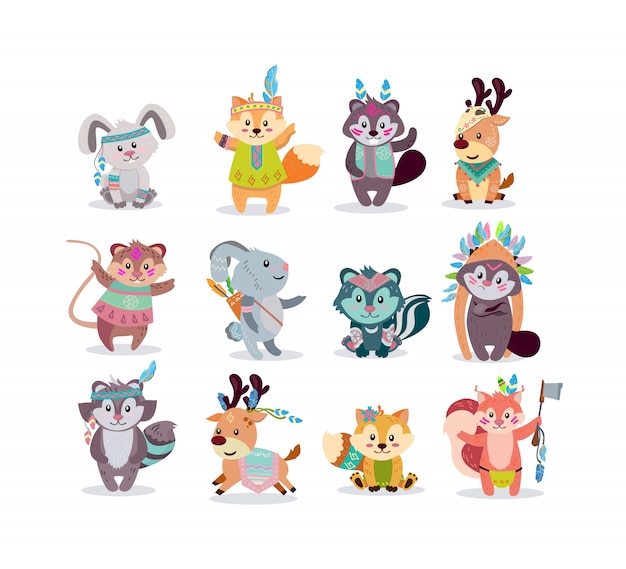 Woodland boho characters  icon kit