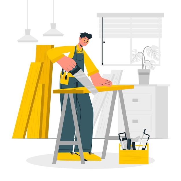 Free Vector woodworker concept illustration