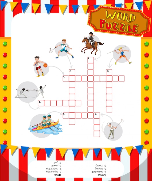 Word game puzzle design with sport theme