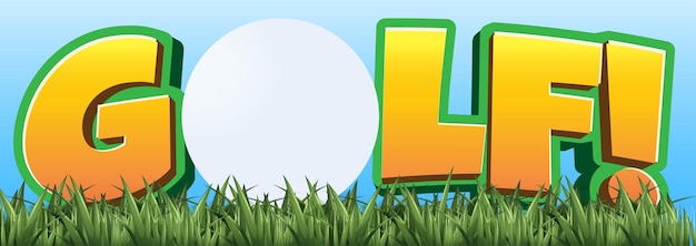 Free Vector word golf icon on green grass with golf ball