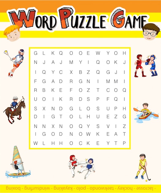 Free Vector word puzzle game with sport theme