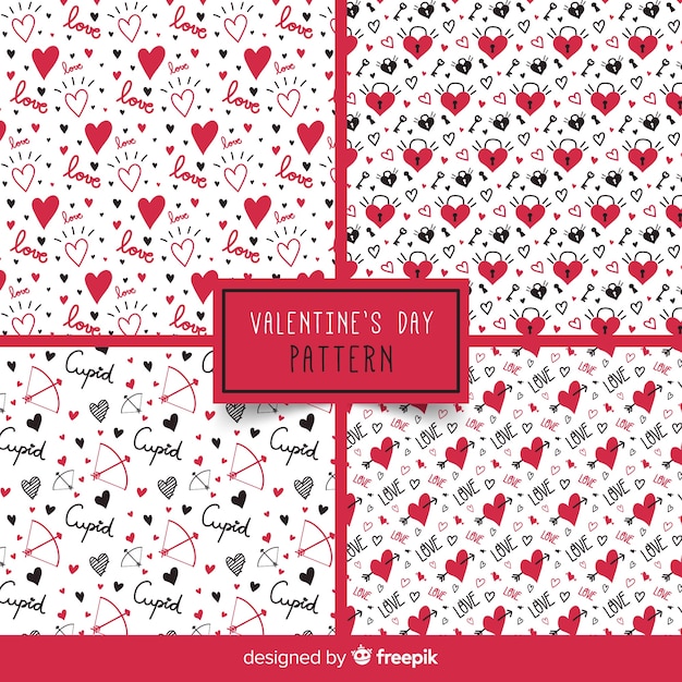 Free Vector words and hearts valentine's day pattern