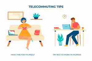 Free vector work from home and make time for yourself