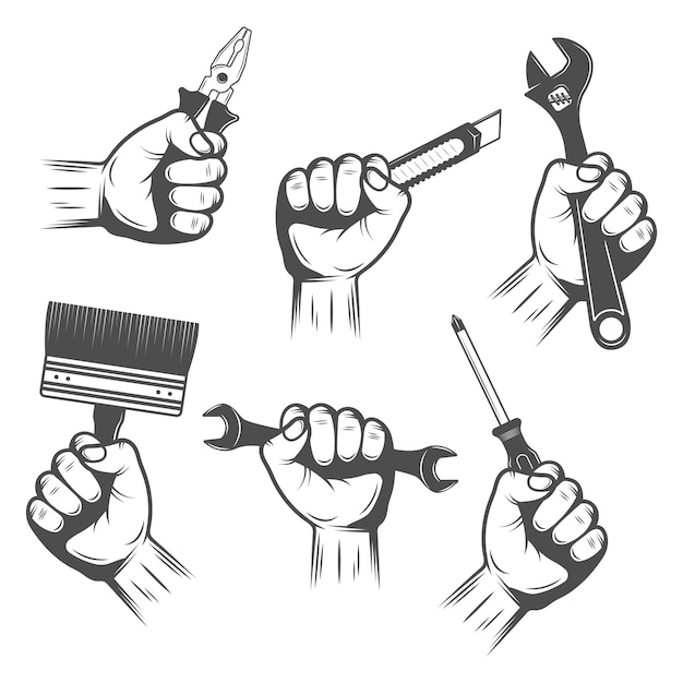 Work Tools In Hands Set