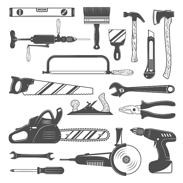 Work Tools Monochrome Set