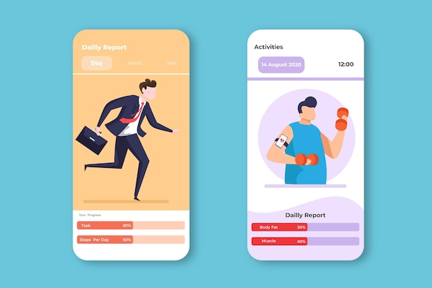 Work and workout goals and habits mobile tracking app