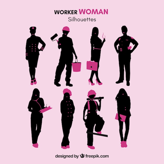 Free Vector worker woman silhouettes