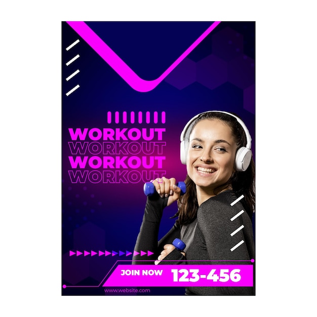 Workout flyer template with photo