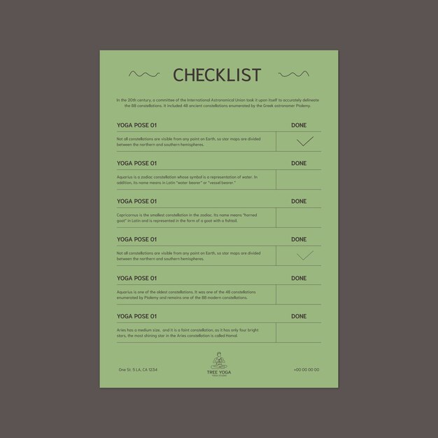 Workout routine  checklist template