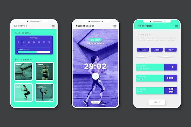 Free Vector workout tracker app interface