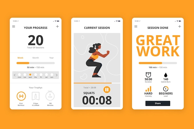 Workout tracker app interface