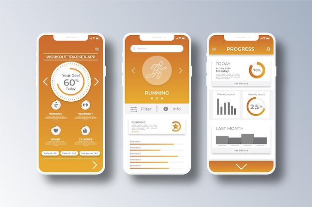 Free Vector workout tracker smartphone app template