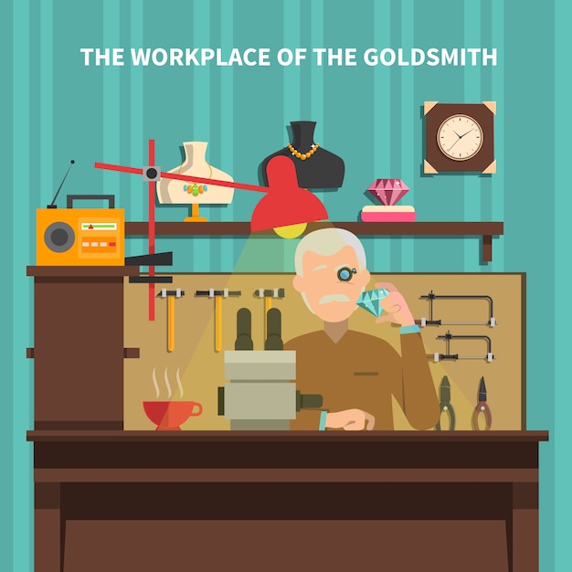 Workplace Of Goldsmith Illustration 