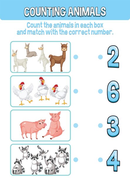 Worksheet design for counting animals