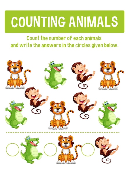 Worksheet design for counting animals